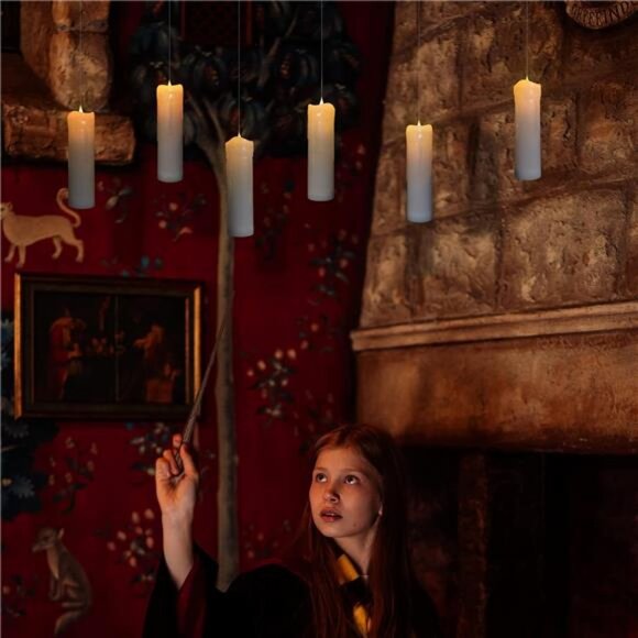 Floating Candles with Magic Wand Remote, Hanging Pillar LED Candles - Picture 5 of 7